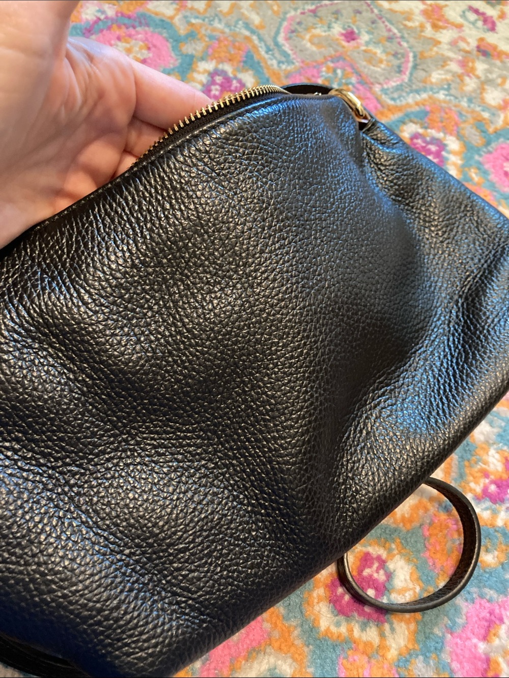 Valentina Black Pebbled Leather Crossbody Bag Italy - Picture 8 of 8